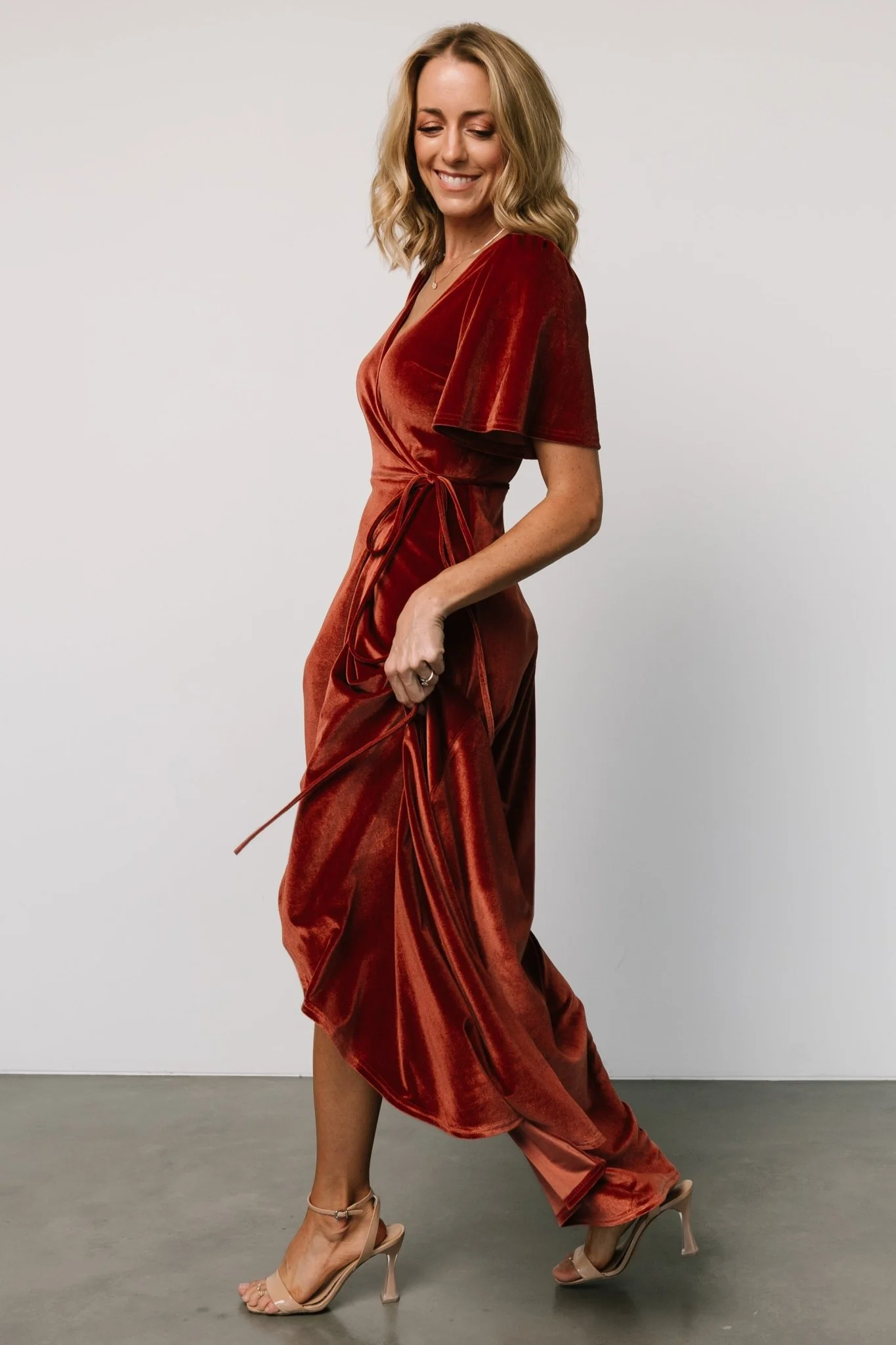 Katelyn Velvet Maxi Wrap Dress - Cinnamon 8 Katelyn Velvet Maxi Wrap Dress - Cinnamon
