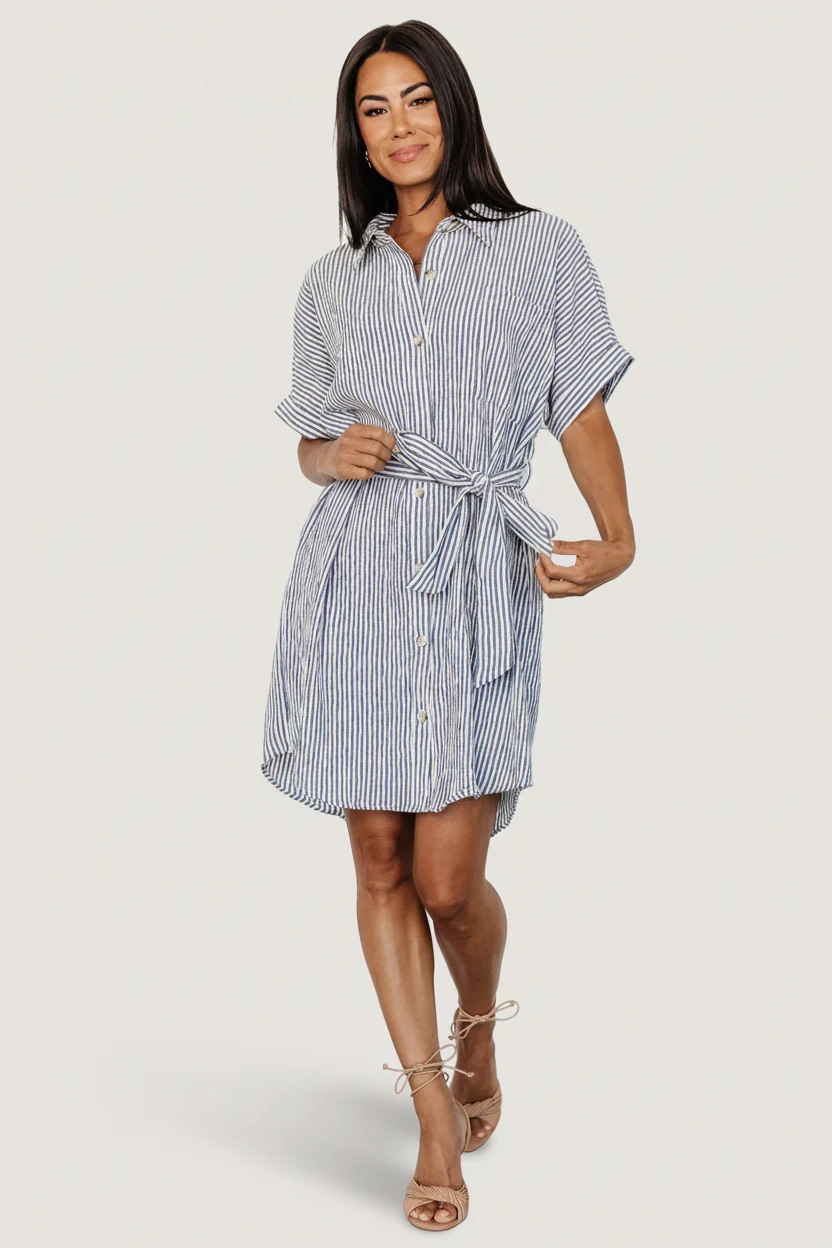 Nautical Shirt Dress — Blue Stripe Seersucker 16 Nautical Shirt Dress — Blue Stripe Seersucker