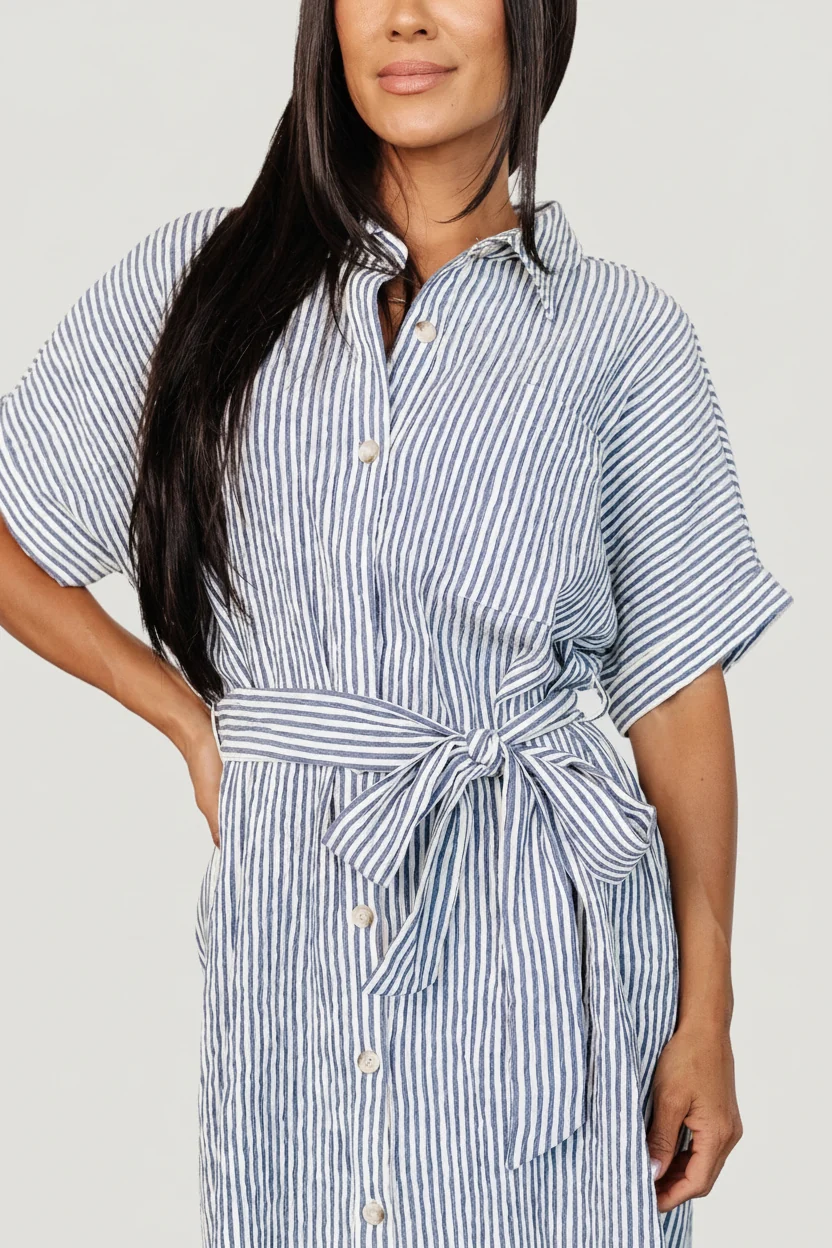 Nautical Shirt Dress — Blue Stripe Seersucker 6 Nautical Shirt Dress — Blue Stripe Seersucker