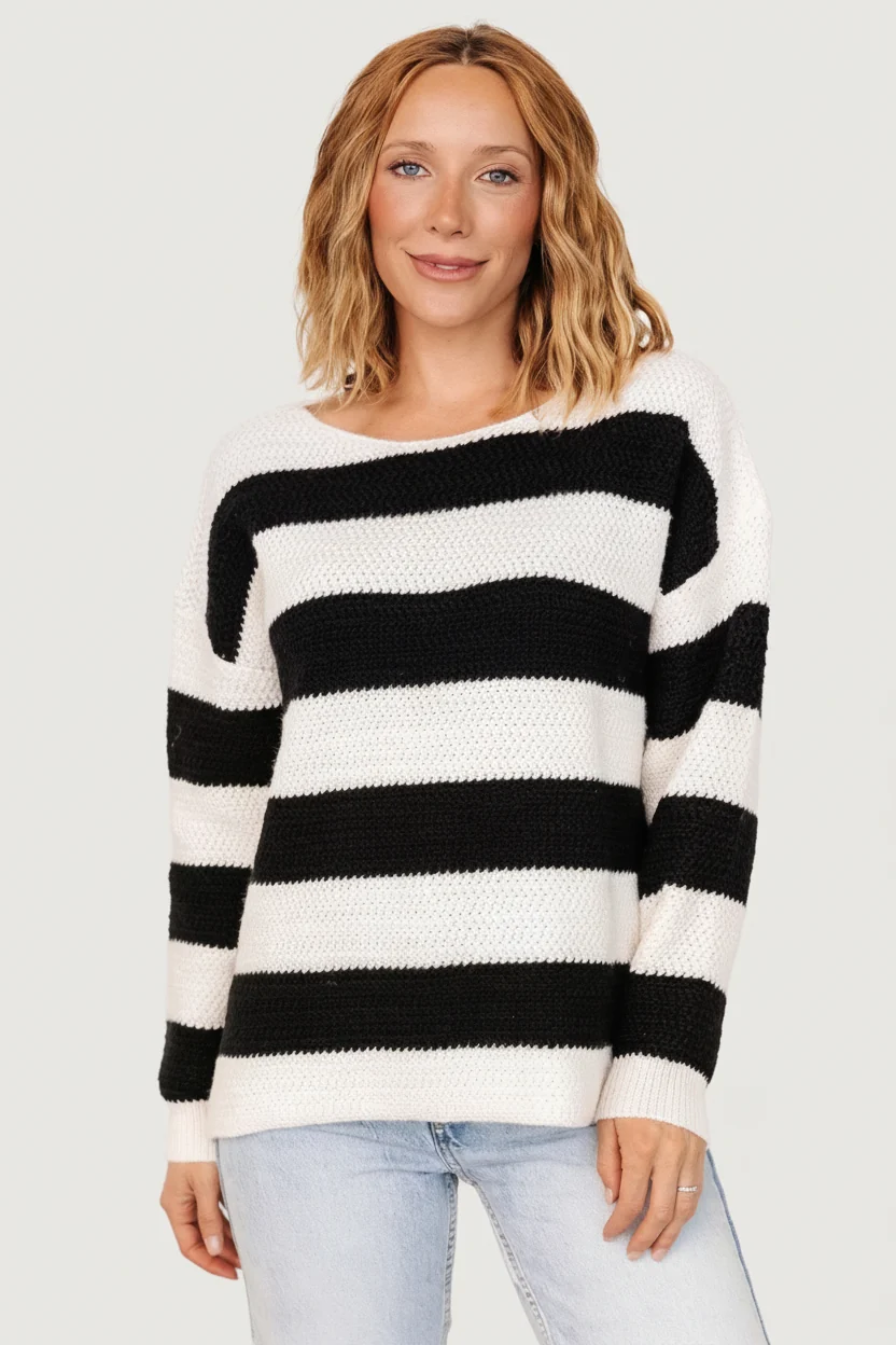 Cervinia Knit Sweater - Cream & Black Stripe 15 Cervinia Knit Sweater - Cream & Black Stripe