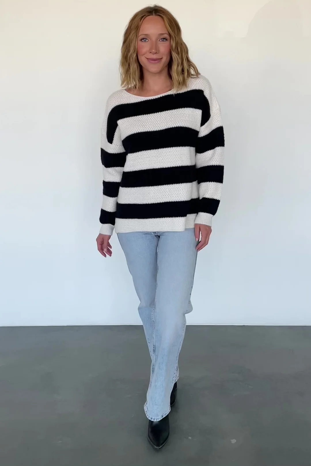 Cervinia Knit Sweater - Cream & Black Stripe