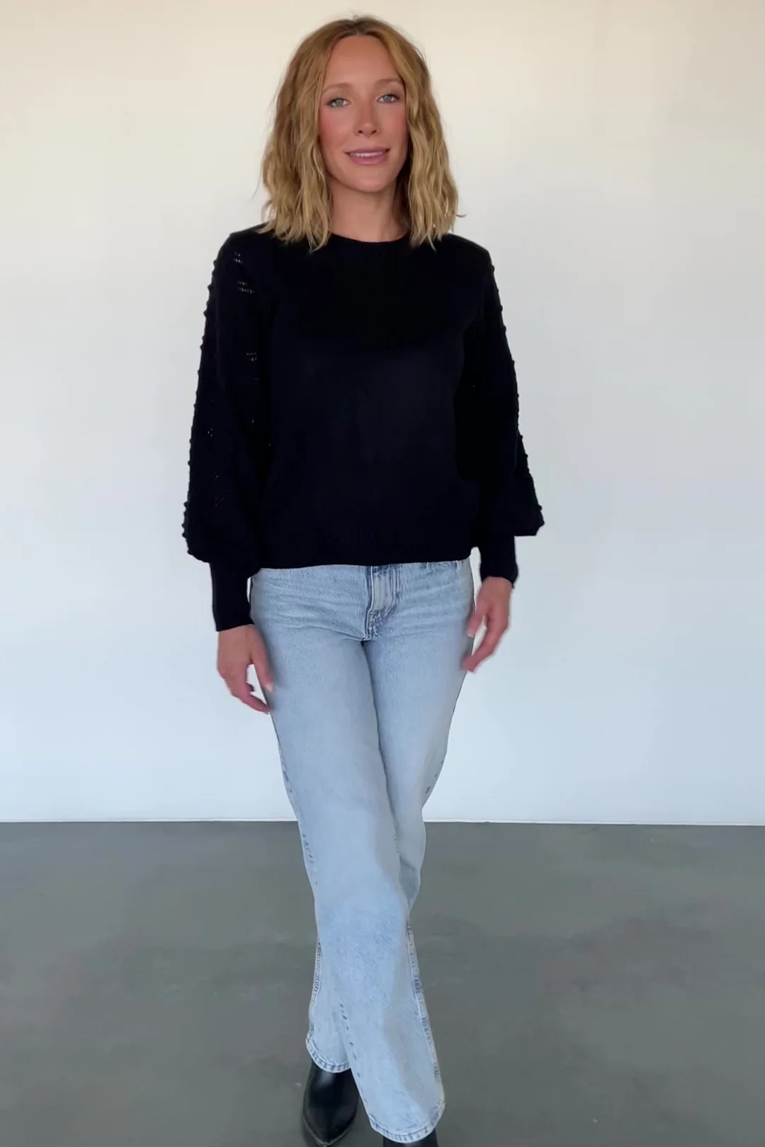Devri Pointelle Sweater - Black Knit 2 Devri Pointelle Sweater - Black Knit