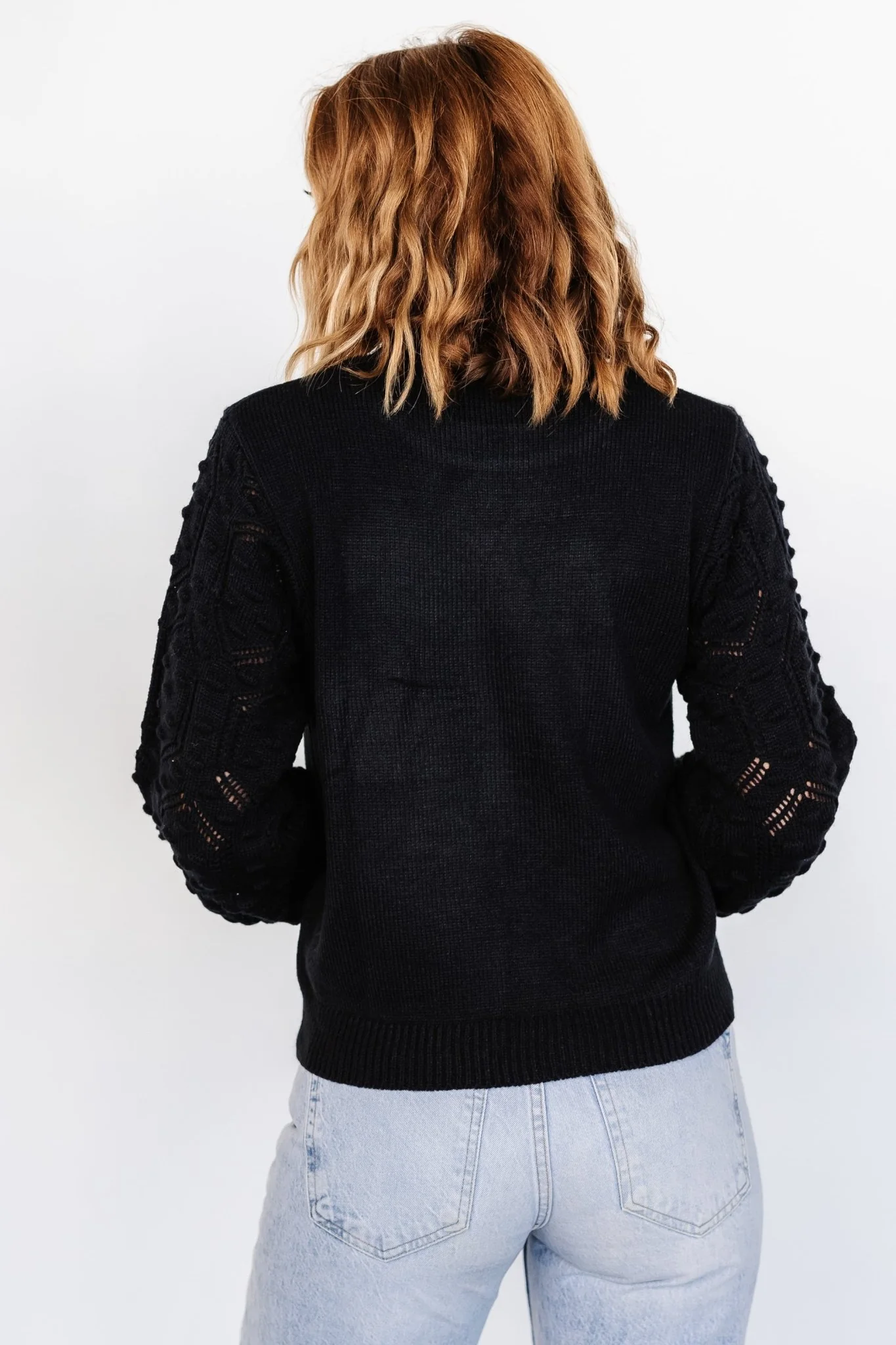 Devri Pointelle Sweater - Black Knit 5 Devri Pointelle Sweater - Black Knit
