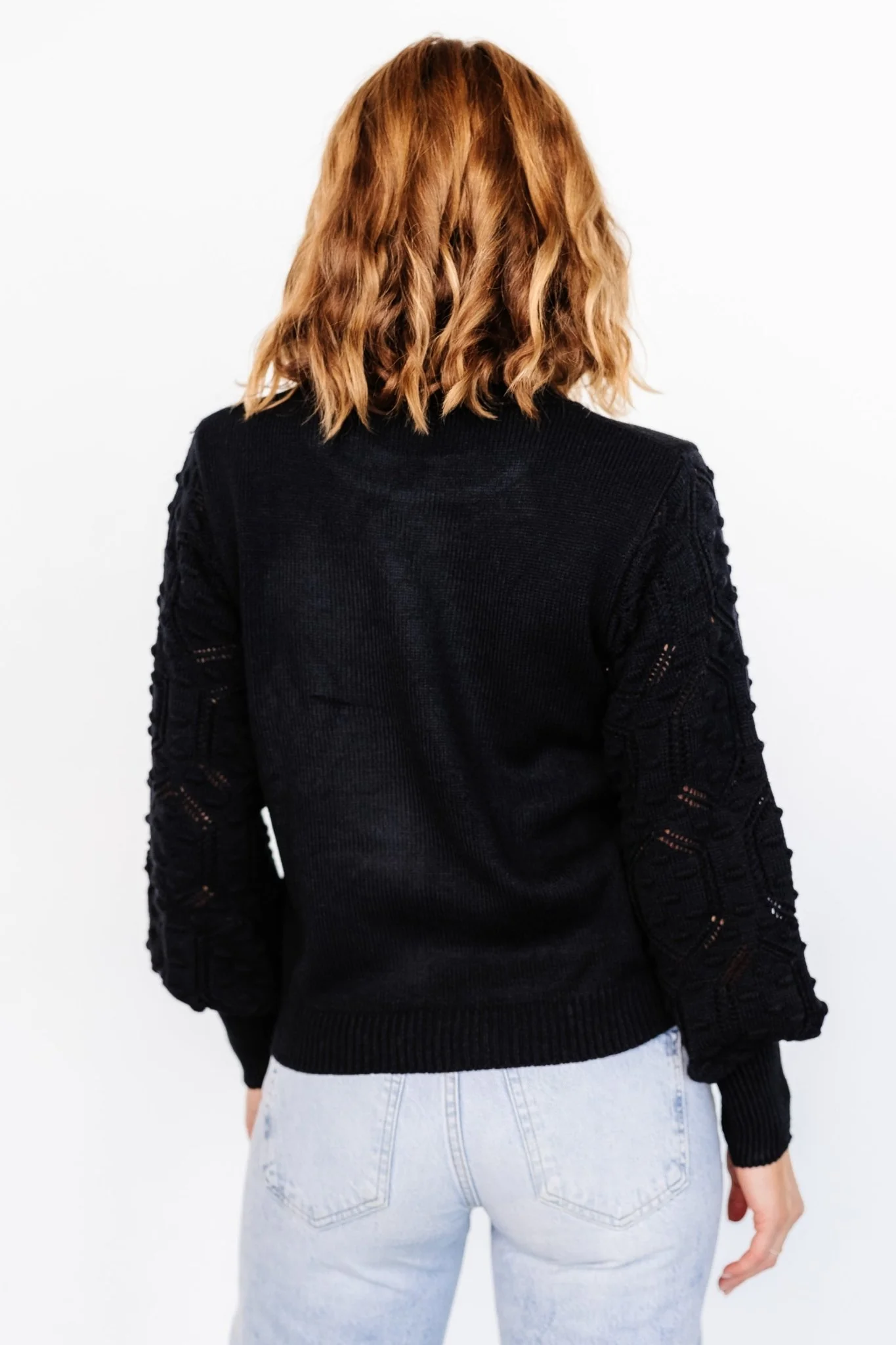 Devri Pointelle Sweater - Black Knit 7 Devri Pointelle Sweater - Black Knit