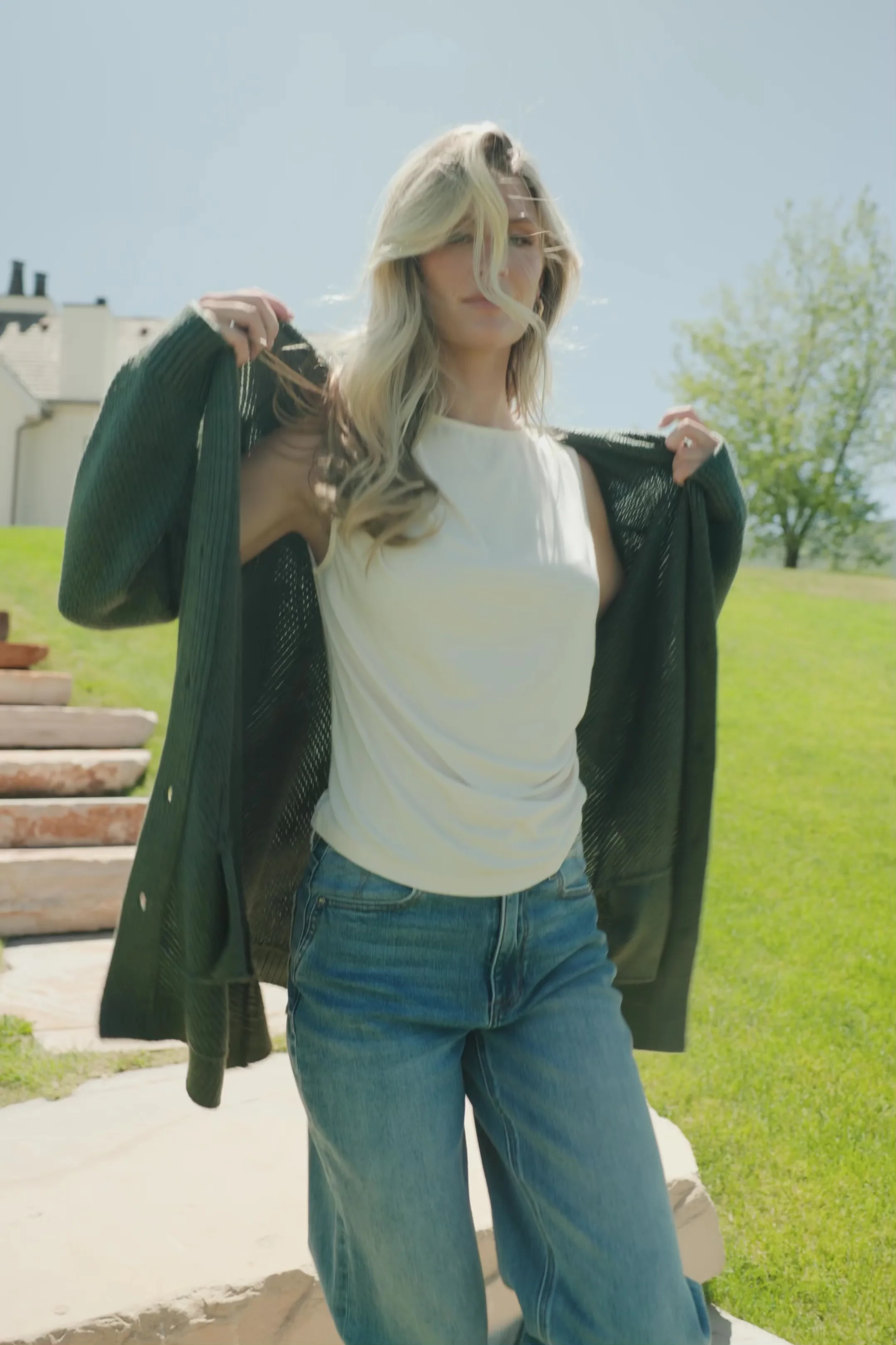 Katrine Hooded Chunky Cardigan - Deep Green
