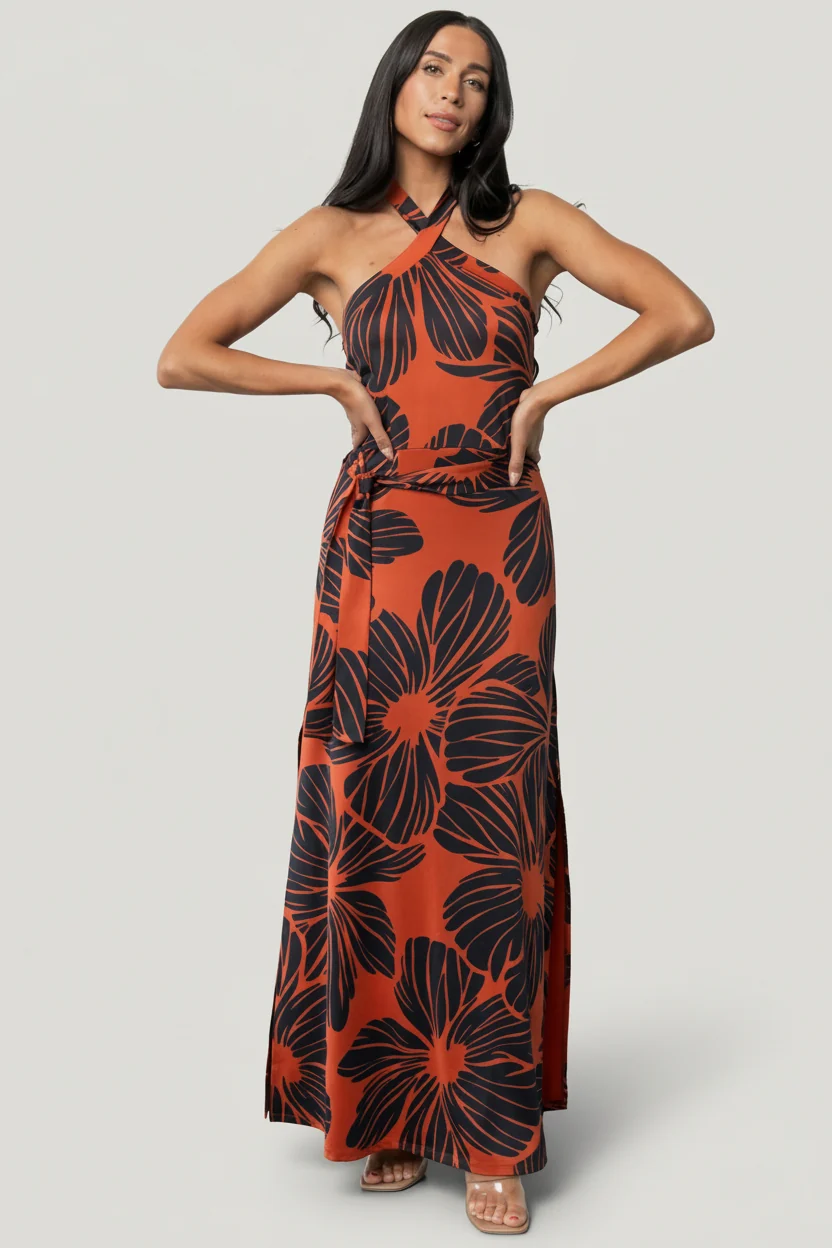 Palma Halter Maxi Dress — Sienna & Navy Floral