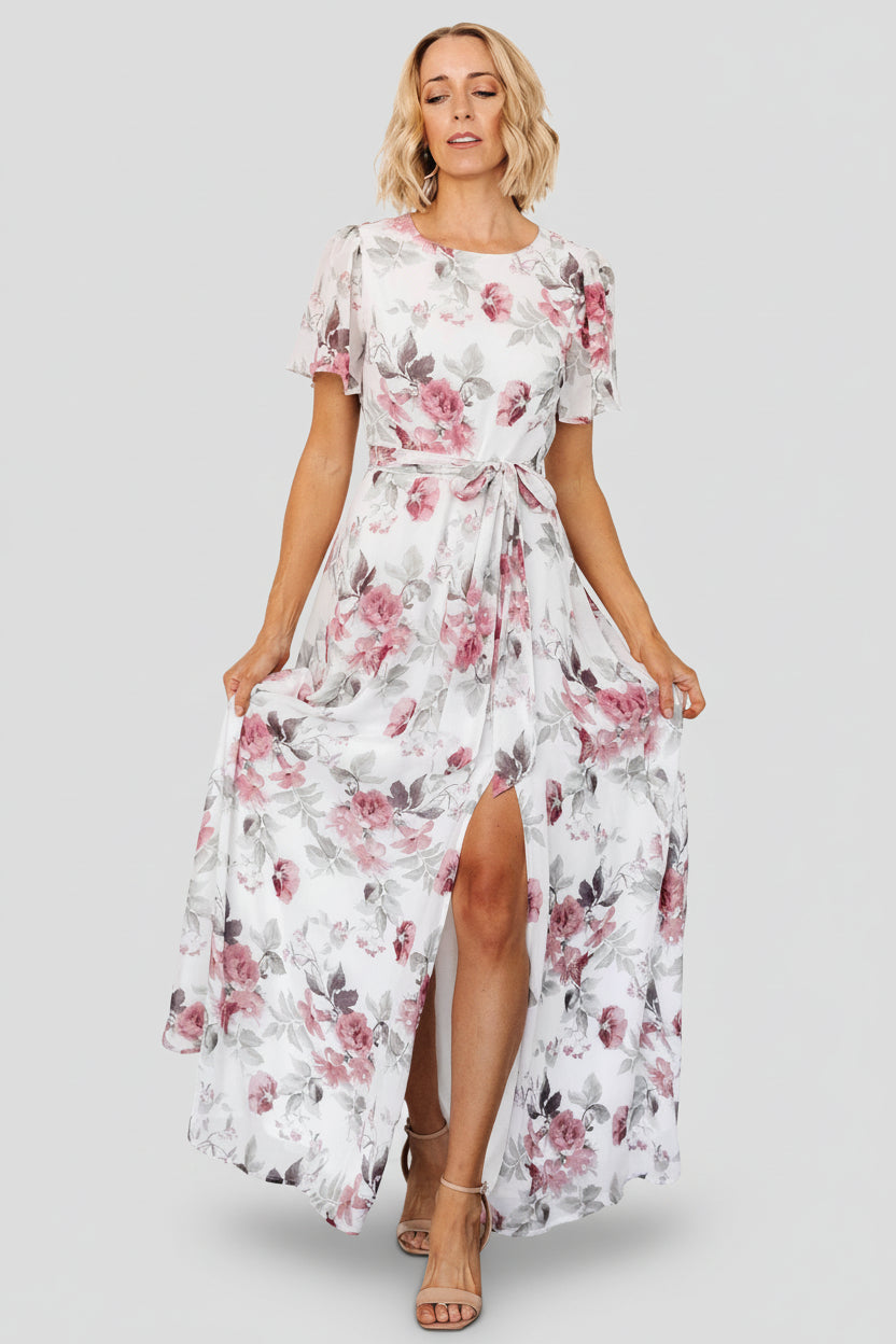 Naomi Maxi Dress - Off White Rose Floral