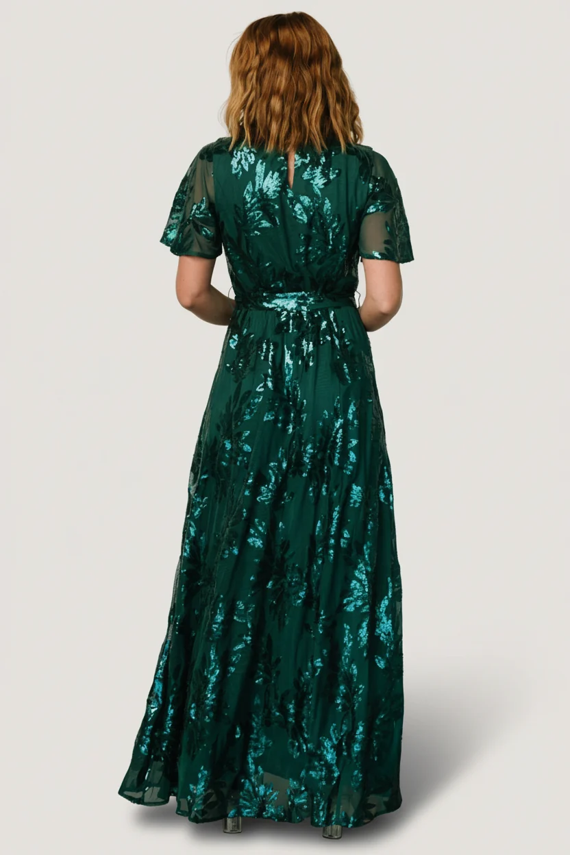 Muse Sequin Maxi Dress — Emerald Green Gown 4 Muse Sequin Maxi Dress — Emerald Green Gown