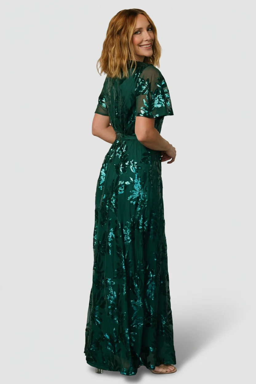 Muse Sequin Maxi Dress — Emerald Green Gown 6 Muse Sequin Maxi Dress — Emerald Green Gown