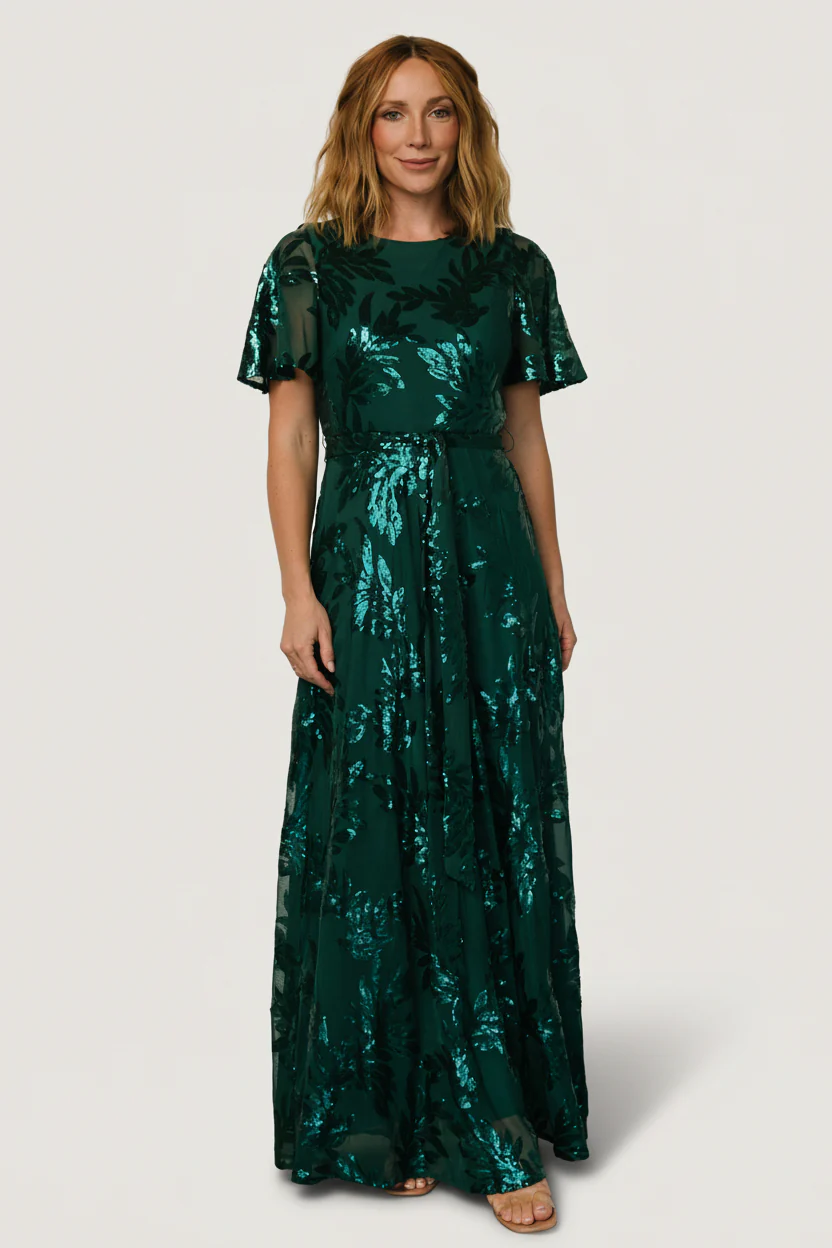 Muse Sequin Maxi Dress — Emerald Green Gown 8 Muse Sequin Maxi Dress — Emerald Green Gown
