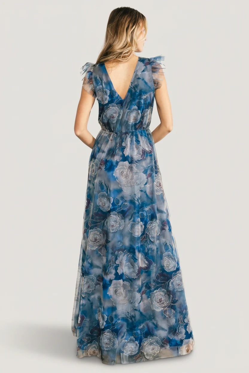 Adelyn Maxi Dress — Blue Floral Tulle Maxi 4 Adelyn Maxi Dress — Blue Floral Tulle Maxi