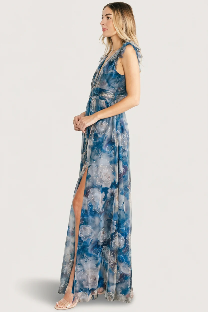 Adelyn Maxi Dress — Blue Floral Tulle Maxi 5 Adelyn Maxi Dress — Blue Floral Tulle Maxi