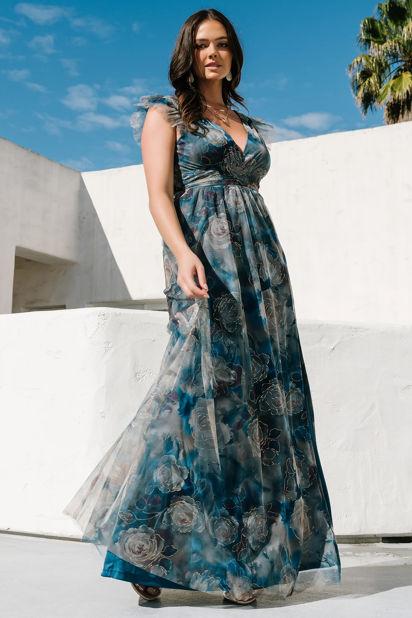 Adelyn Maxi Dress — Blue Floral Tulle Maxi 7 Adelyn Maxi Dress — Blue Floral Tulle Maxi