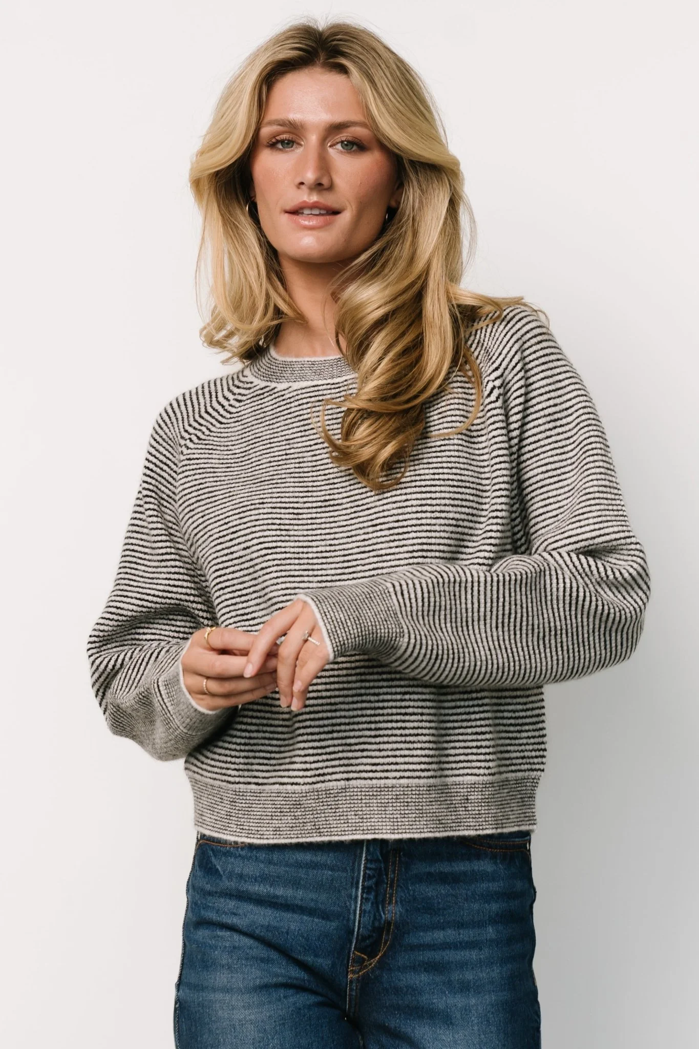 Zadie Striped Sweater in Ivory & Black