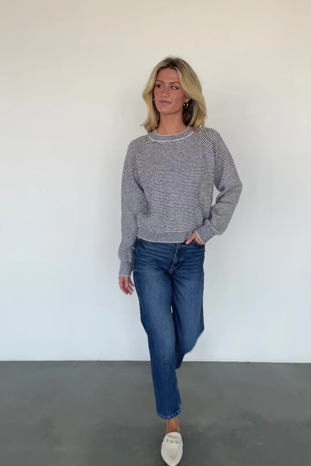 Zadie Striped Sweater in Ivory & Black