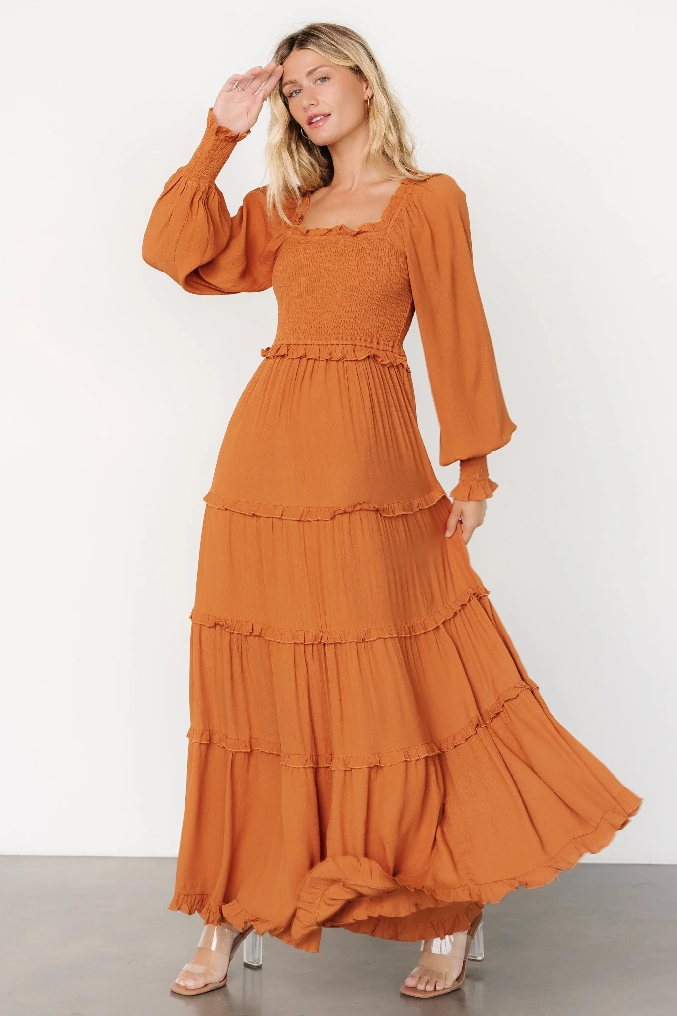 Lana Smocked Maxi Dress with Ruffle Tiers 1 Lana Smocked Maxi Dress with Ruffle Tiers