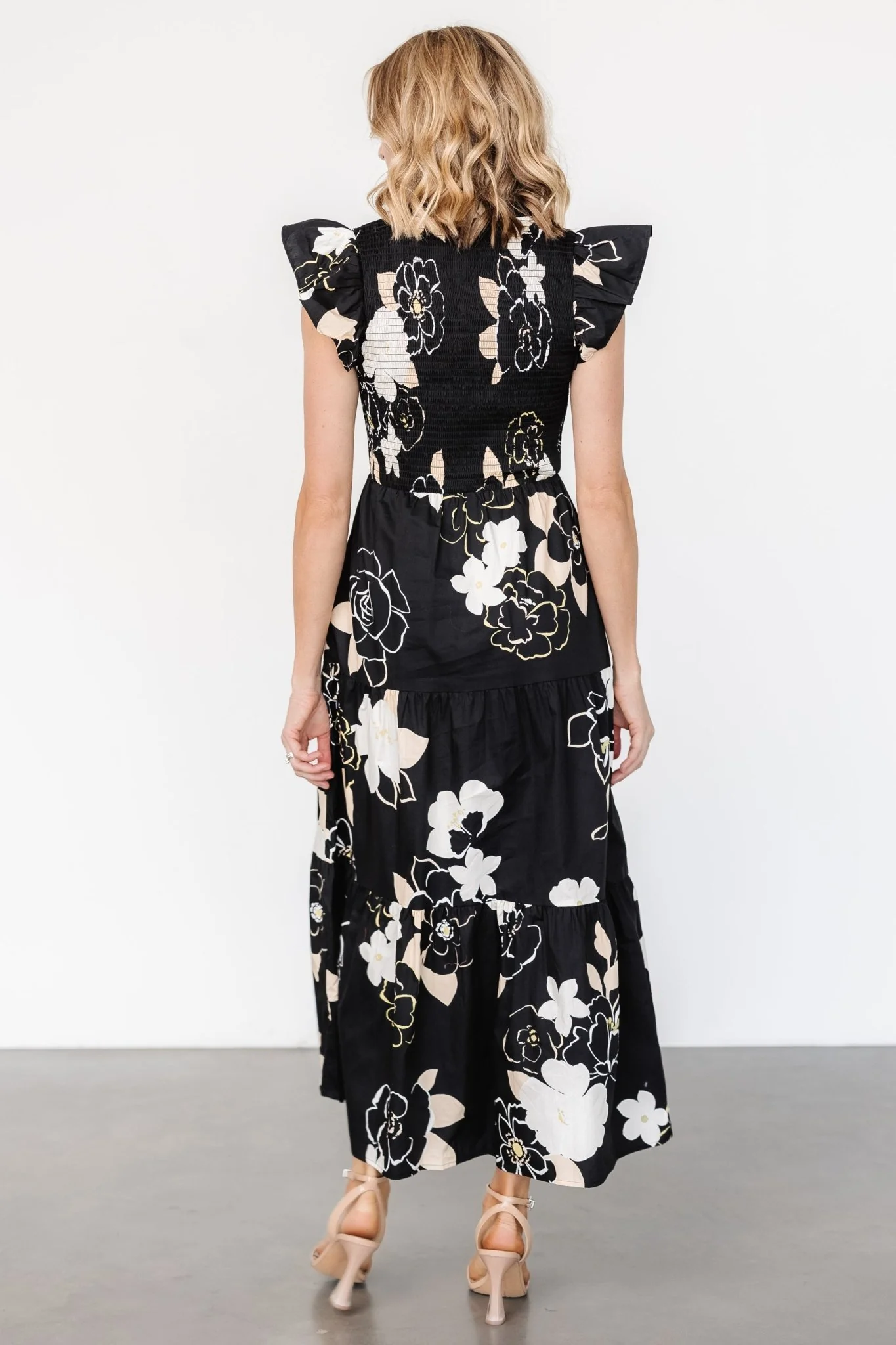 Ranchero Smocked Maxi Dress - Black Floral 7 Ranchero Smocked Maxi Dress - Black Floral