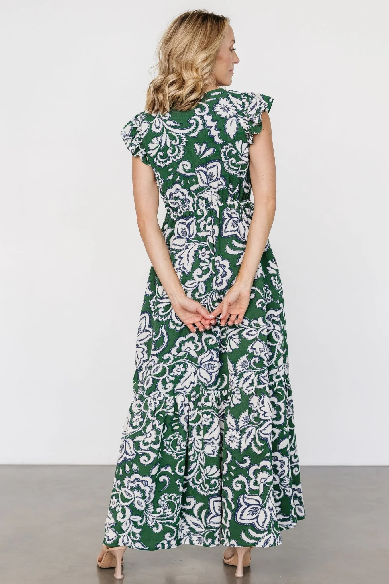 Kaia Button Maxi Dress - Green Botanical Print 5 Kaia Button Maxi Dress - Green Botanical Print