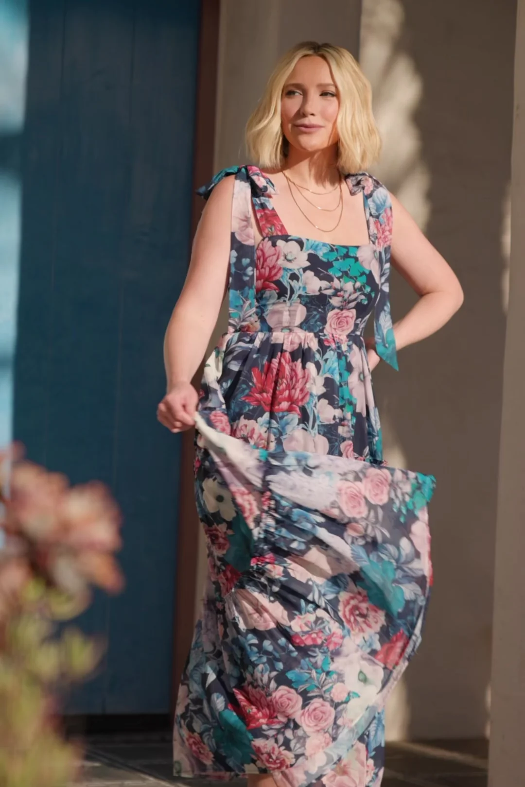 Anita Maxi Dress - Dark Blue Floral Chiffon