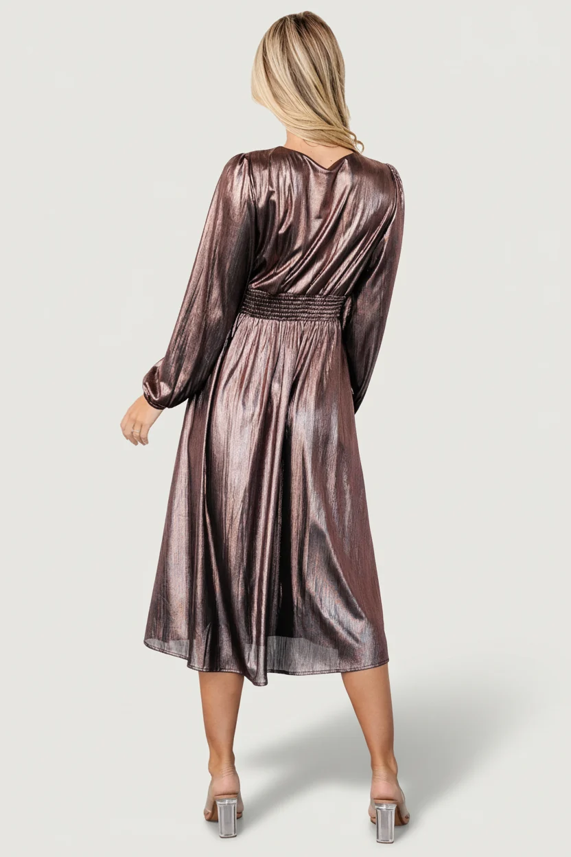 Aisha Shimmer Midi Dress - Bronze 5 Aisha Shimmer Midi Dress - Bronze